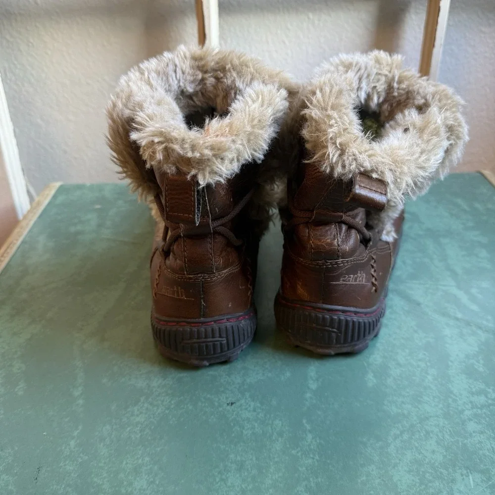 Earth Kalso Central Leather Winter Boots 6B Faux Fur Lined Thinsulate Gorpcore